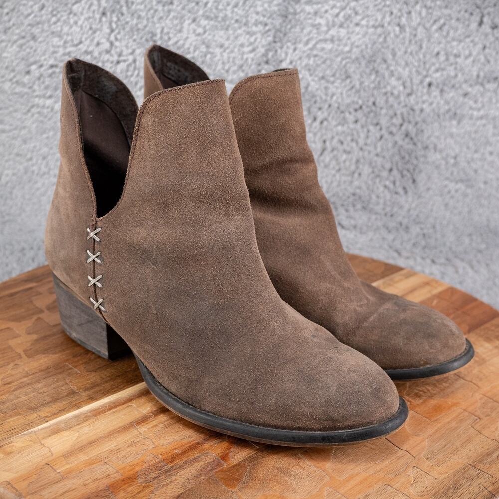 Ladies 8 Musse & Cloud Anthropologie Tan Leather Western‎ Festival Ankle Boots